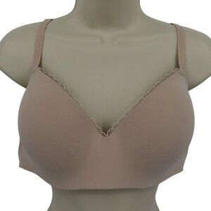 Maidenform Women Large DM7681 M T Shirt Wireless Bra Beige Lace Lined Padded